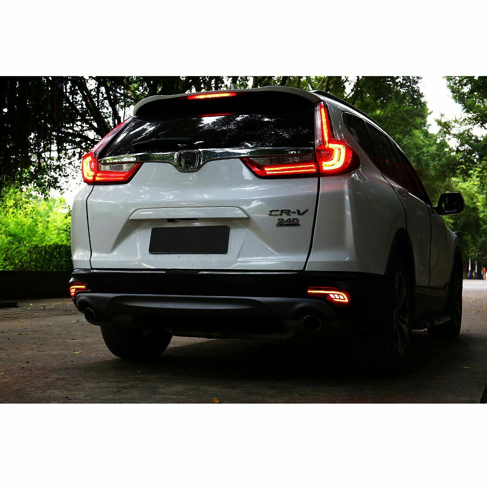 Pair LED Rear Bumper Reflector Brake Tail Fog Light Lamp For Honda CRV 2017-2019