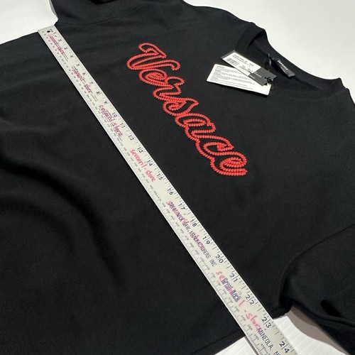 Pre-owned Versace Men Embroidered Red Logo Black Sweatshirt Sweater Size L $850