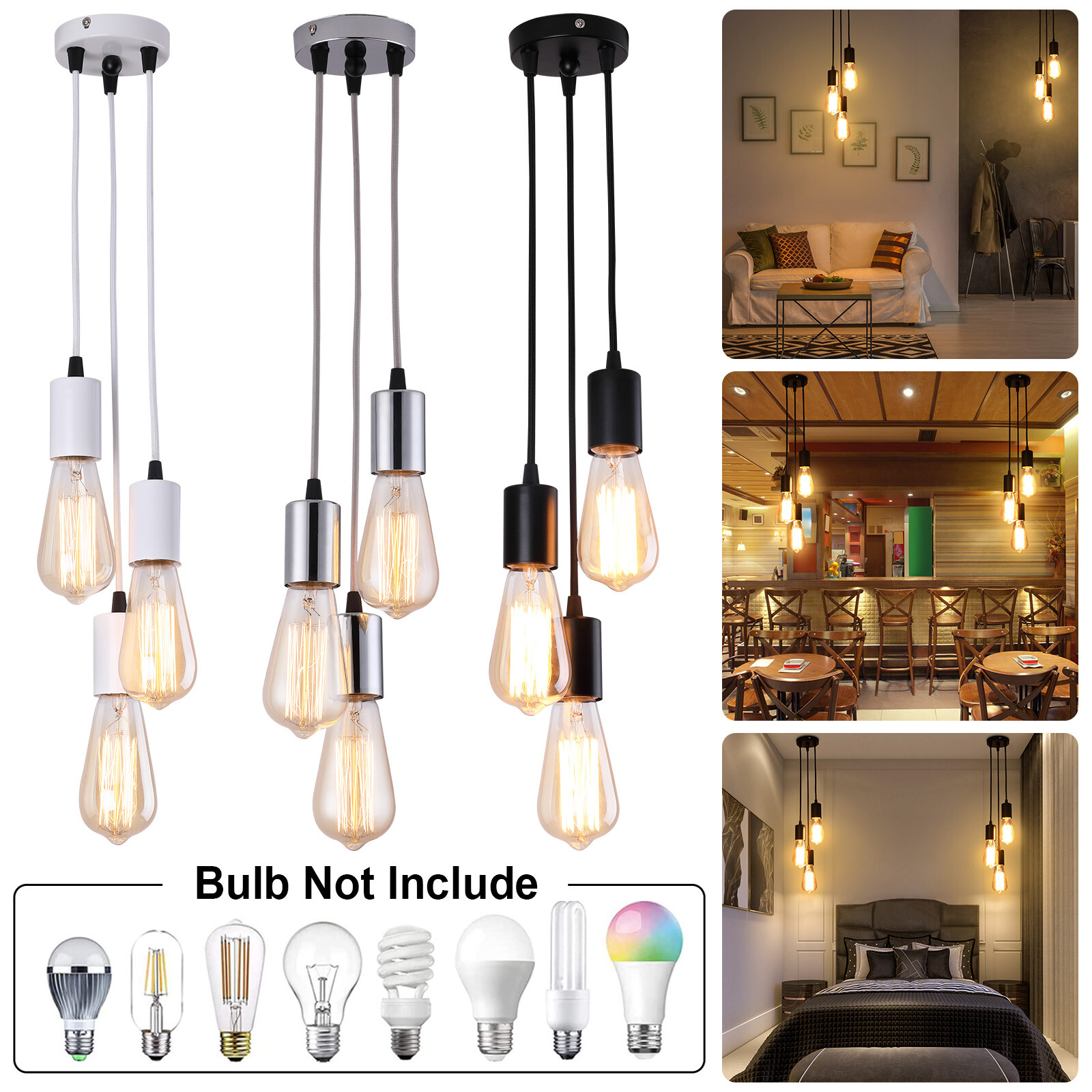 3-Lights Pendant Light LED Linear Pendant Lights Bedroom Living Room Decoration