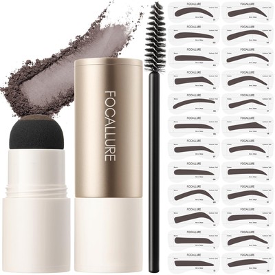 Eyebrow Stamp and Eyebrow Stencil Kit, 24 Reusable Brow Shape, Sweatproof Eye...