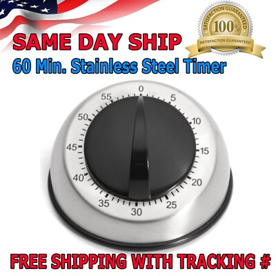 Long Ring Bell Alarm Loud 60-Minute Kitchen Cooking Wind Up Timer Mechanical US