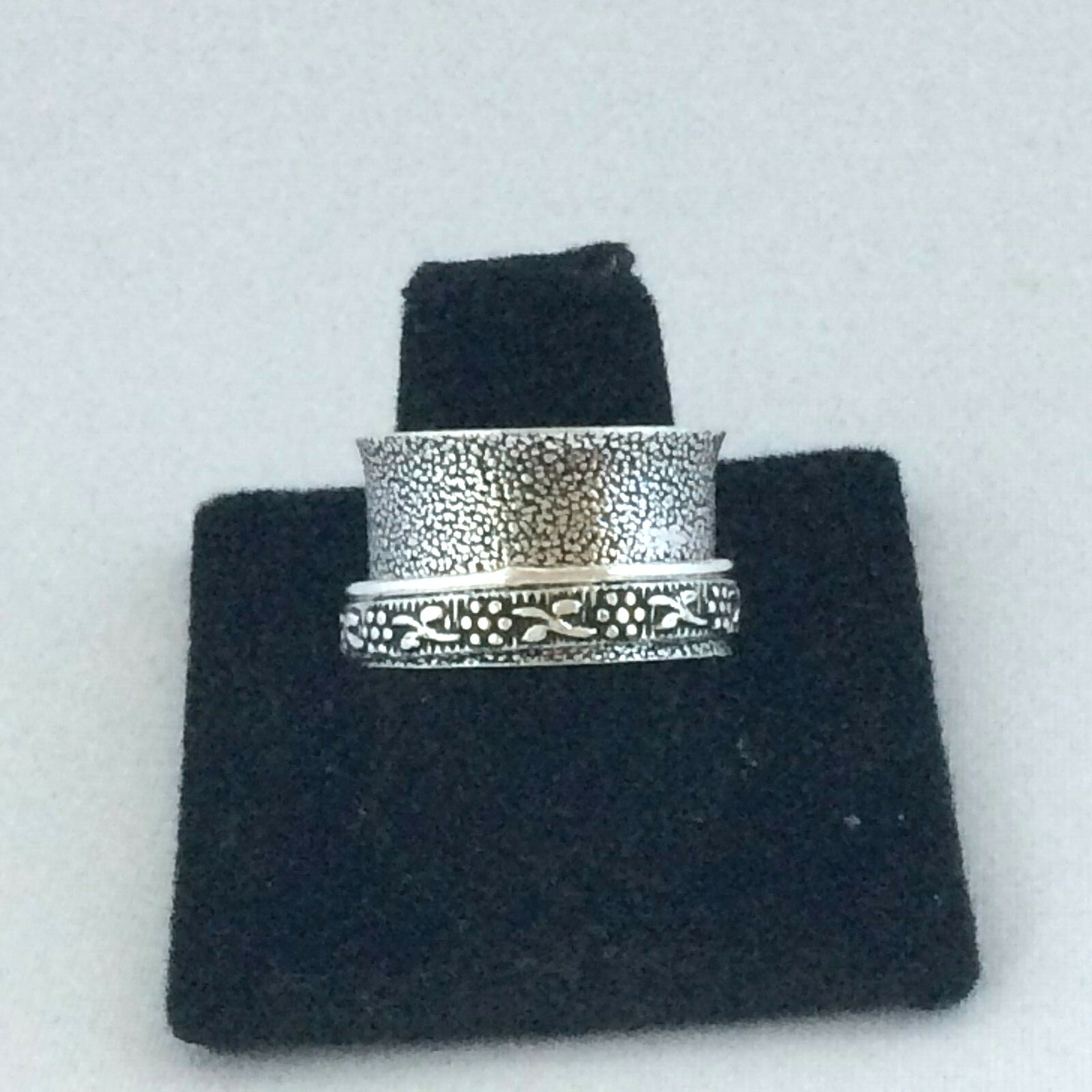 925 SILVER PLATED WIDE BAND CIGAR HANDMADE SPINNER RING