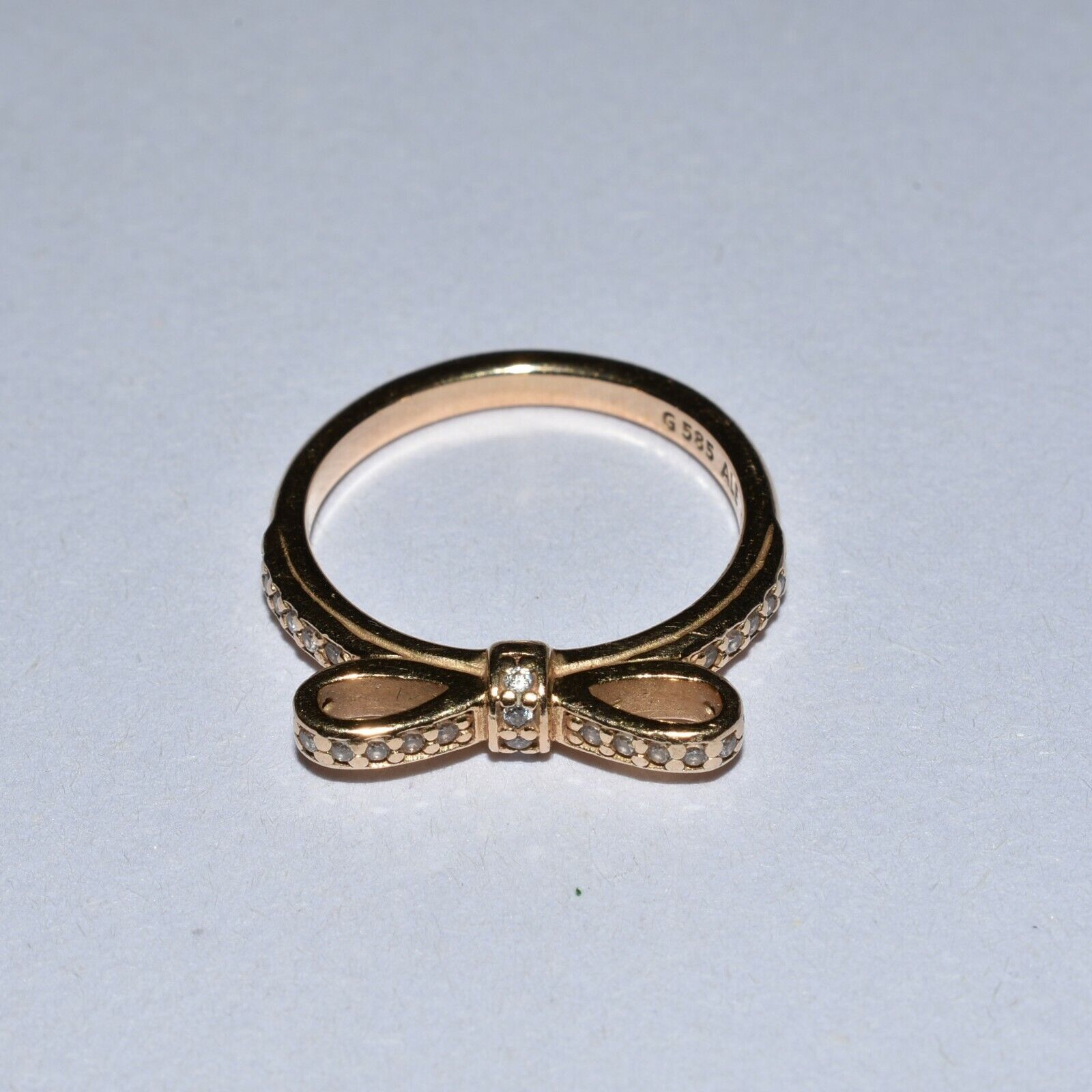 PANDORA 14k Gold Sparkling Bow Stackable Clear CZ Ring Size PANDORA 14k Gold Sparkling Bow Stackable Clear CZ Ring Size