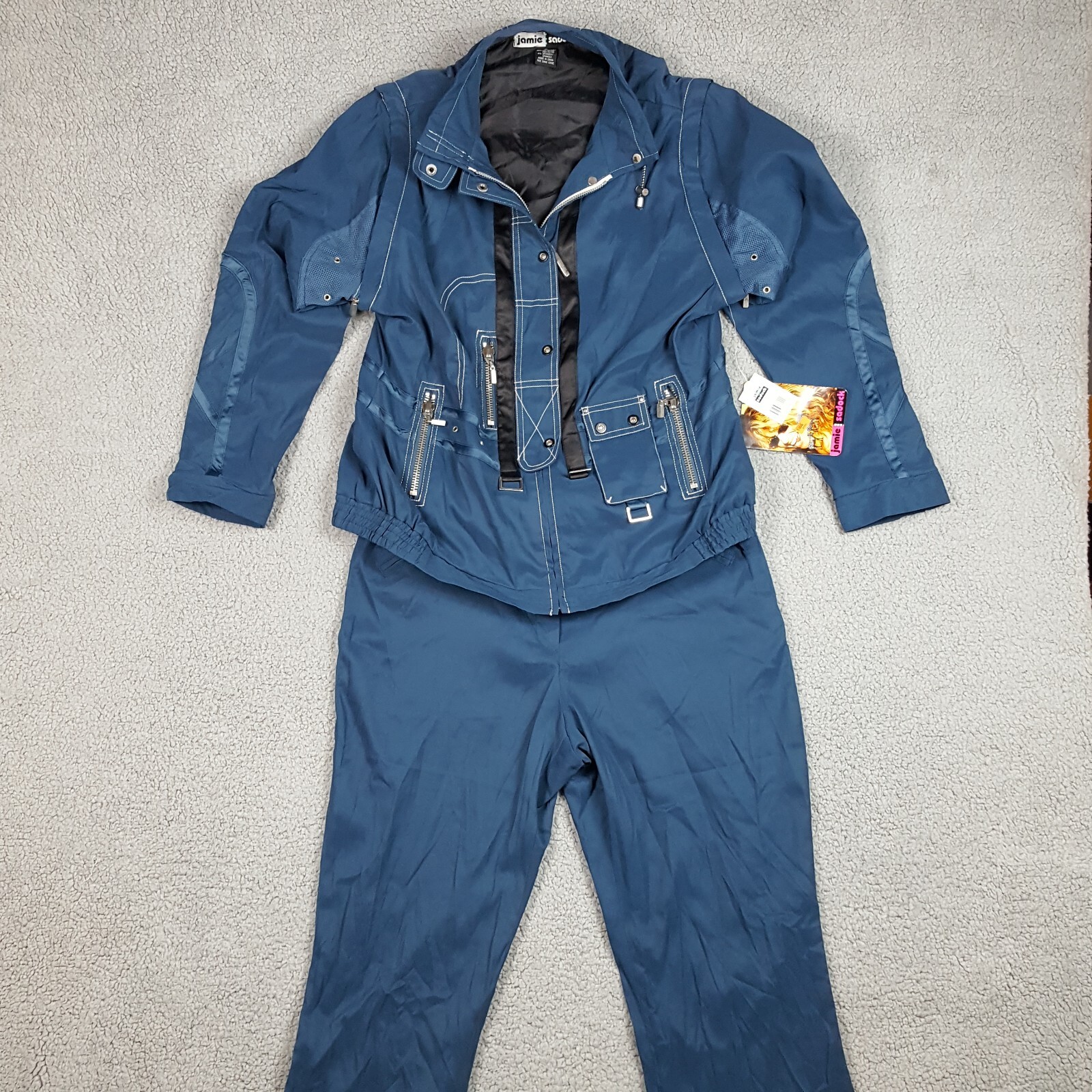 Y2K Tech Zipper Pocket Track Suit Women's Medium Retro 2