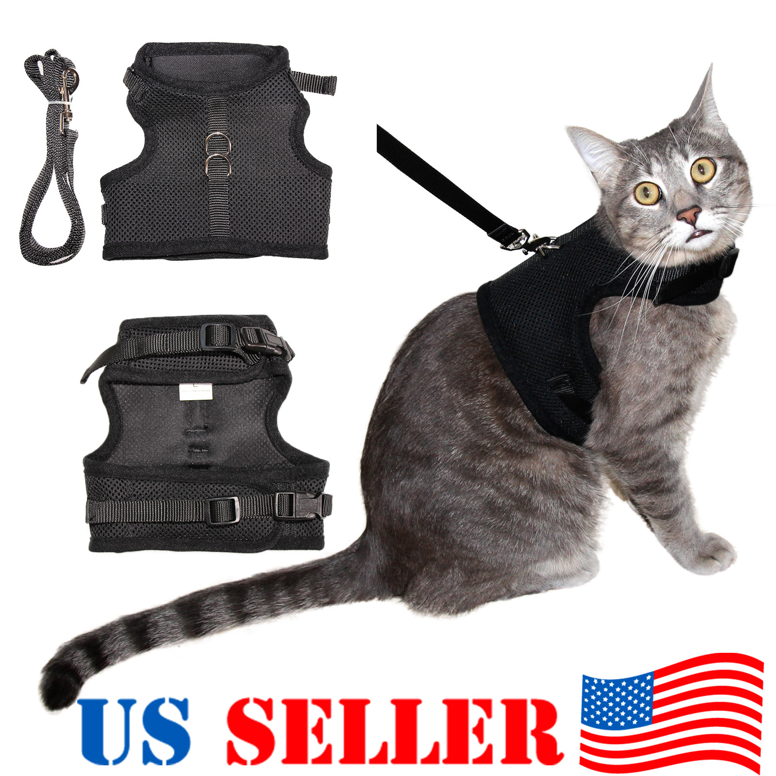 Cat Harness Vest with Leash with Double ...