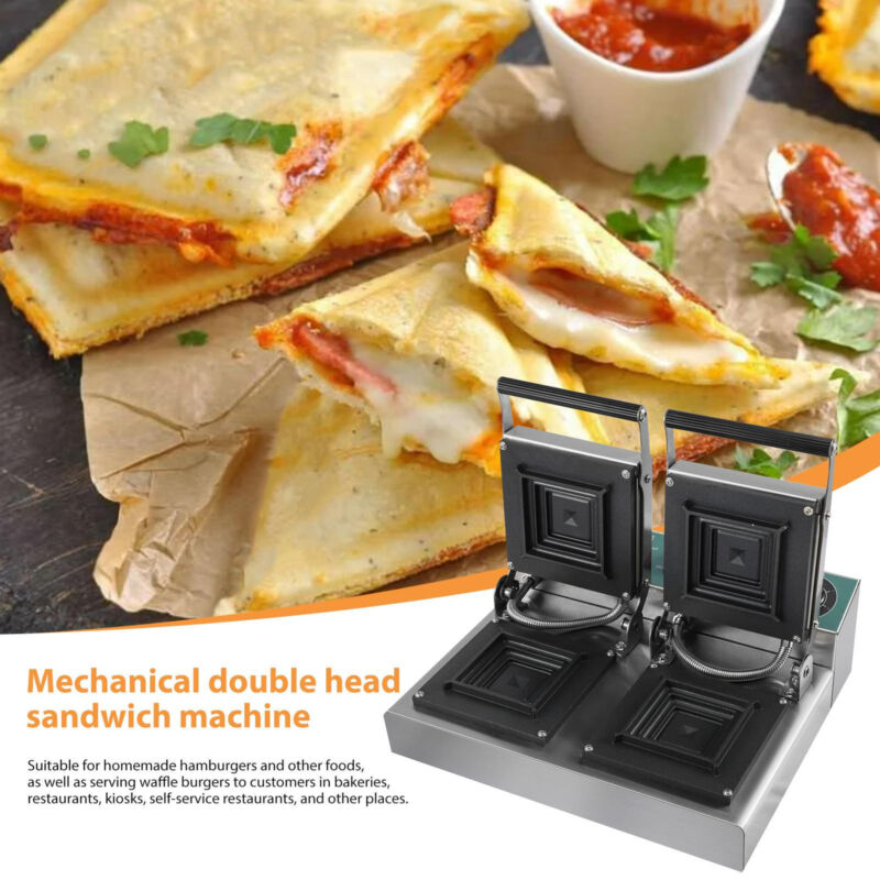 Commercial Panini Press Grill Electric Sandwich Maker Griddle Plate