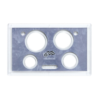 Empty Plastic Lens With Light Blue Insert Holds 4 Coins Dollar Half Dime Nickel