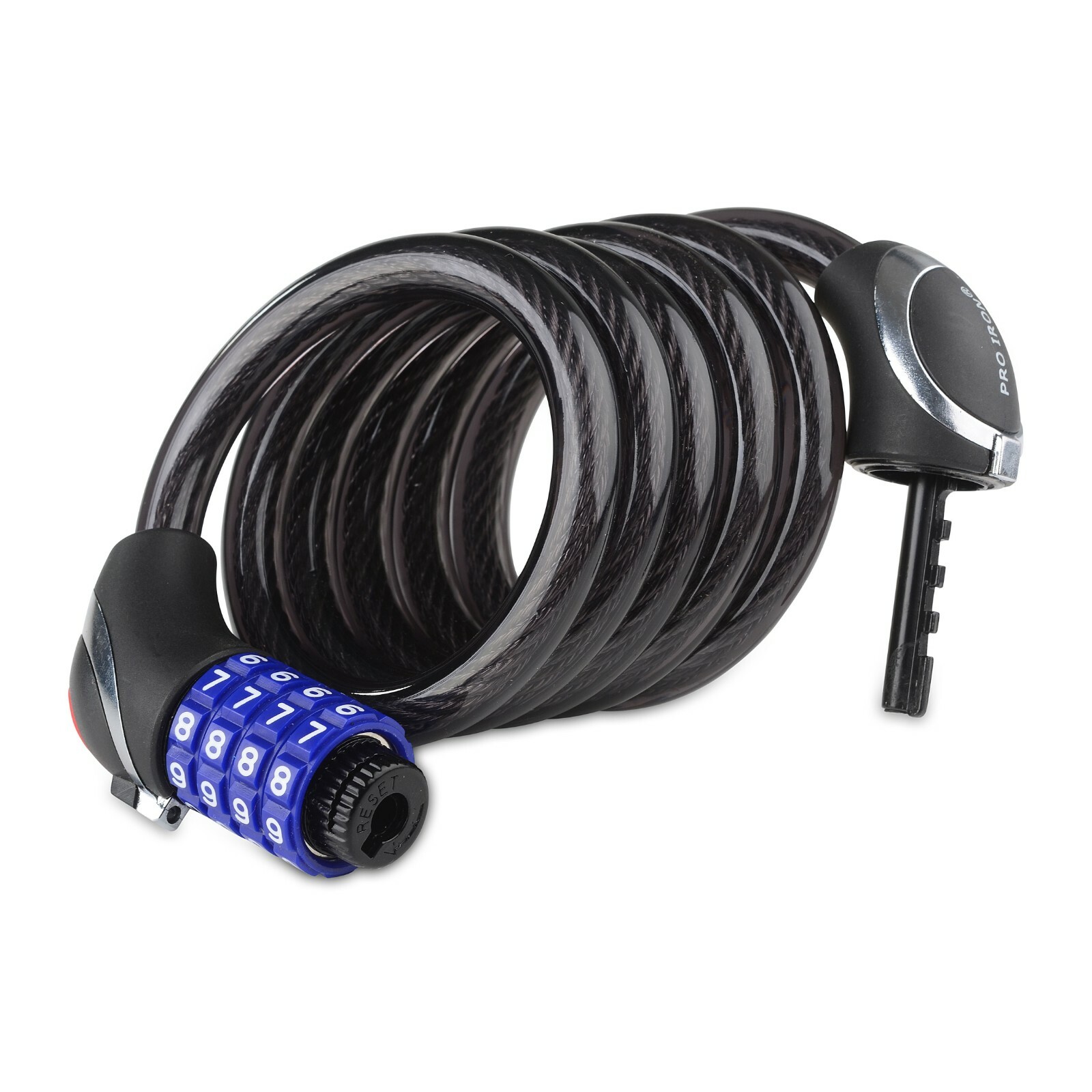 PRO IRON BIKE BICYCLE SECURITY CABLE LOCK W/ LED LIGHT COMBO COMBINATION LOCKING