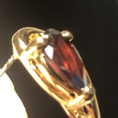 Vintage SETA Large Genuine Teardrop Garnet Gold Tone Earrings #6972 USA New