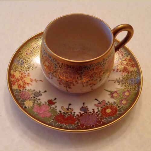 ~ Vintage Japanese Hand Painted satsuma Cup and Saucer