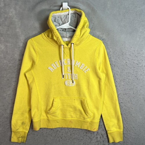 Abercrombie & Fitch Logo Sweater Youth Medium Yellow Hoodie