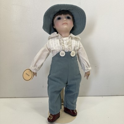 Jan Hagara Doll Jimmy The Heirloom Tradition Porcelain Blue Overalls White Shirt