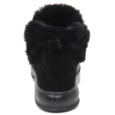 F5606 sneaker donna black HOGAN INTERACTIVE slip on scarpe eco fur shoe woman