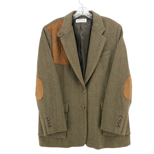 ORVIS Women's Herringbone Plaid Hunting Shooting Jacket 100% Wool EUC Size 20