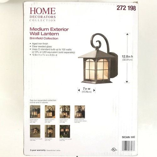 Home Decorators Collection Brimfield 1-Light Aged Iron Outdoor Wall Lantern