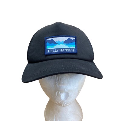 Helly Hansen Trucker Hat Cap One Size Mesh Back Patch Logo Black