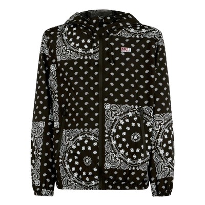 Pre-owned Mc2 Saint Barth Man Hooded Lightweight Windbreaker With Bandanna Print In Black