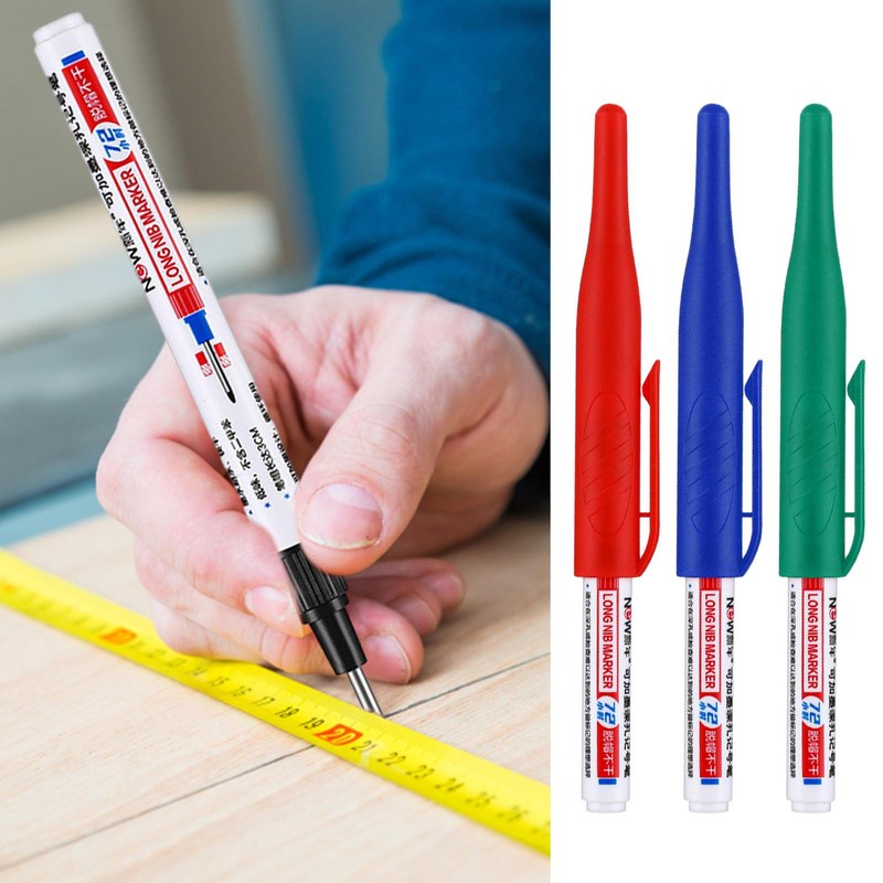 Deep Hole Marker Pens 32mm Carpenter Machinist Tools Metal Long Nib Head Markers