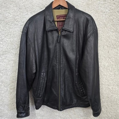 Couture by J Park Lambskin Leather Bomber Jacket Men's Large Black Classic