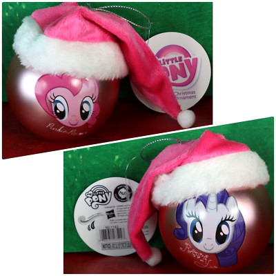 My Little Pony Pinkie Pie Rarity Santa Hat Christmas Ornament Hasbro 2014
