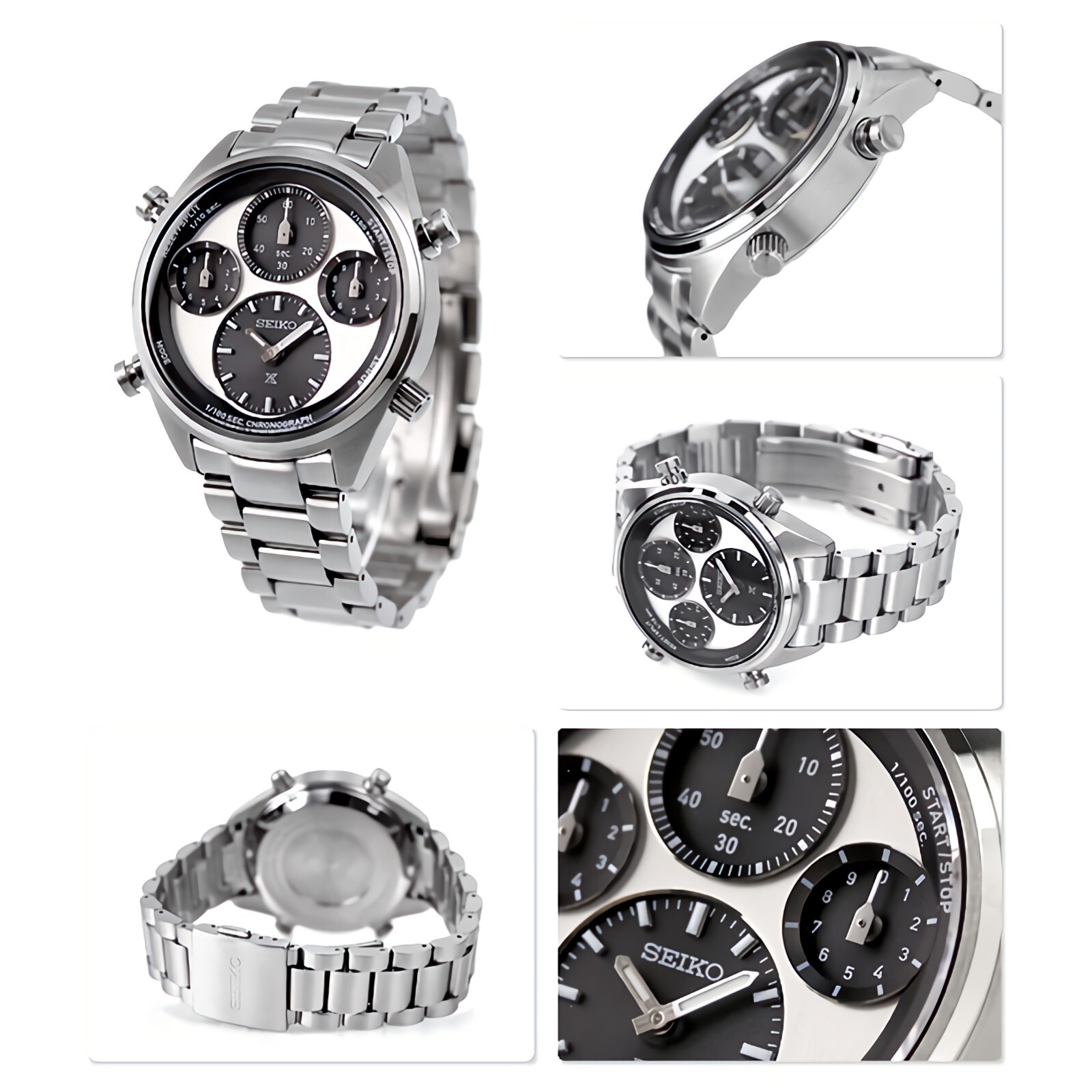 Pre-owned Seiko Prospex Speedtimer Sfj001 White Dial Chronograph Stainless Steel Men Watch