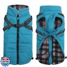Geyecete Winter Warm Coat Waterproof Dog Winter Jacket with Harness Traction Belt,Pet Outdoor Jacket Dog Autumn and Winter Clothes for Medium, Small Dog-Blue-L
