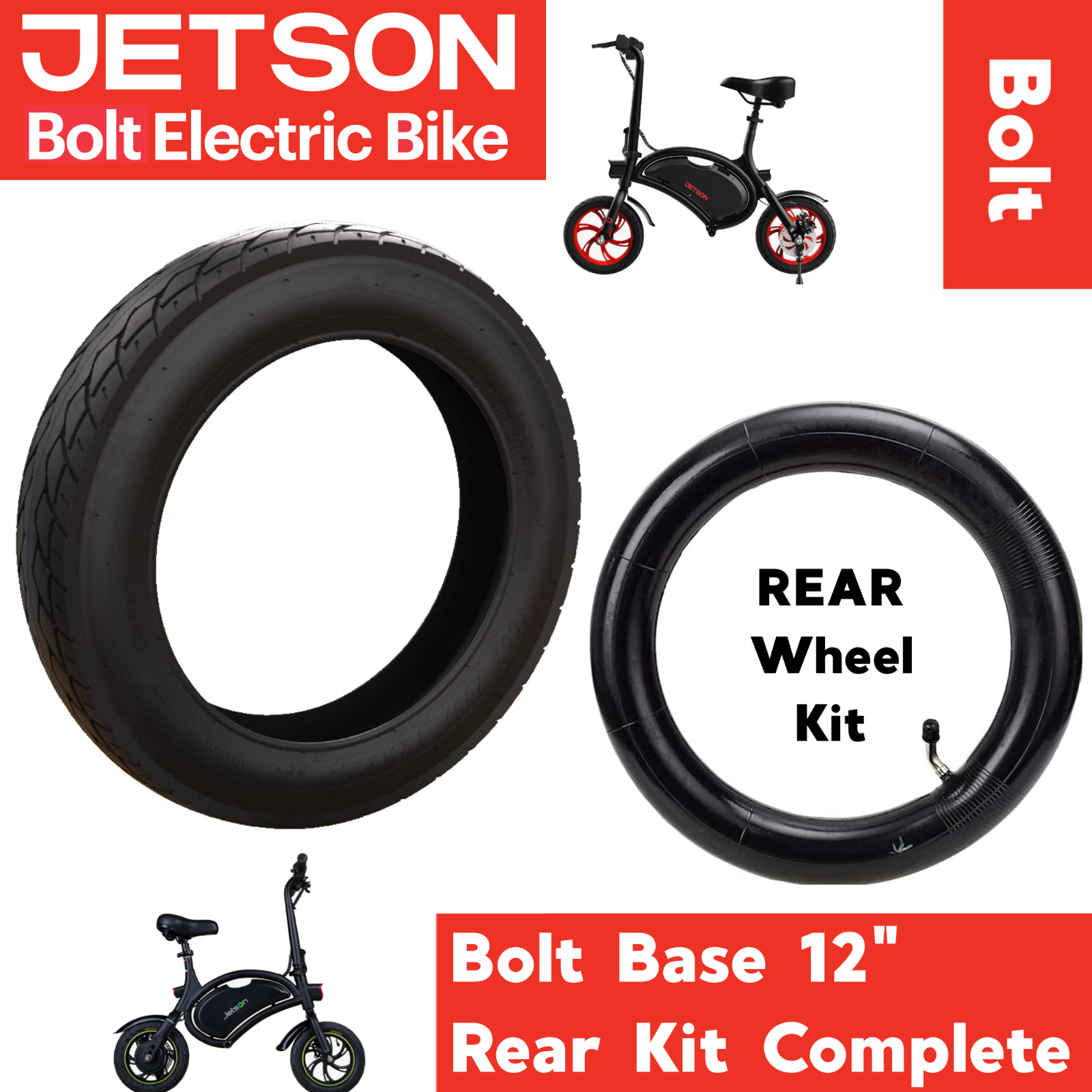 Jetson BOLT 12in Standard Replacement Tire / Inner Tube / Rear or Front / eBike