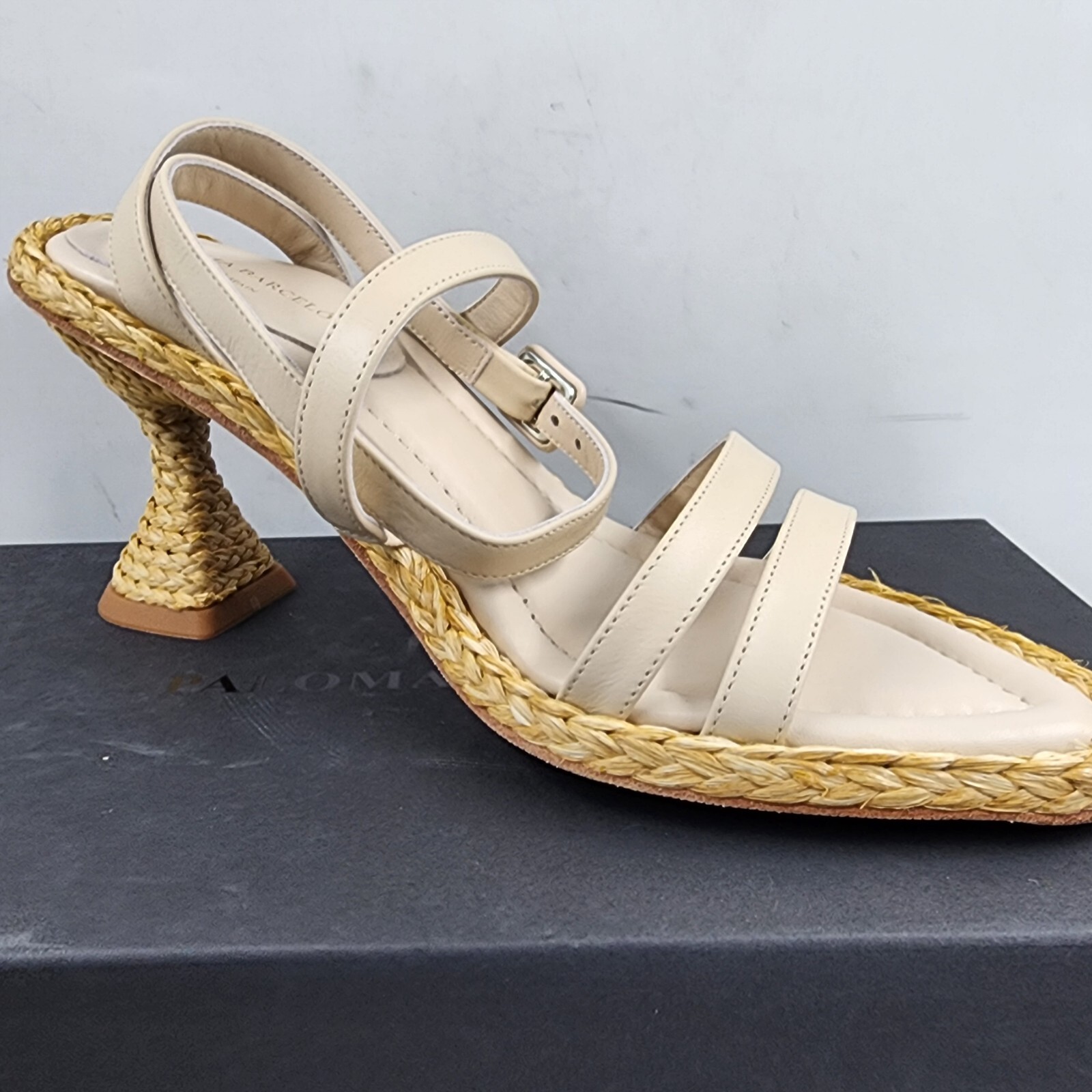 Paloma Barceló Agnes Leather Sandals Women's 39/9US Ivory Open Toe Ankle Strap - Picture 7 of 15