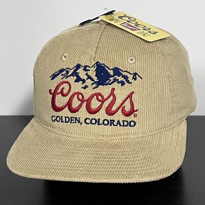 NEW! Coors Beer Corduroy Snapback Hat Cap Beige Adjustable Golden Colorado
