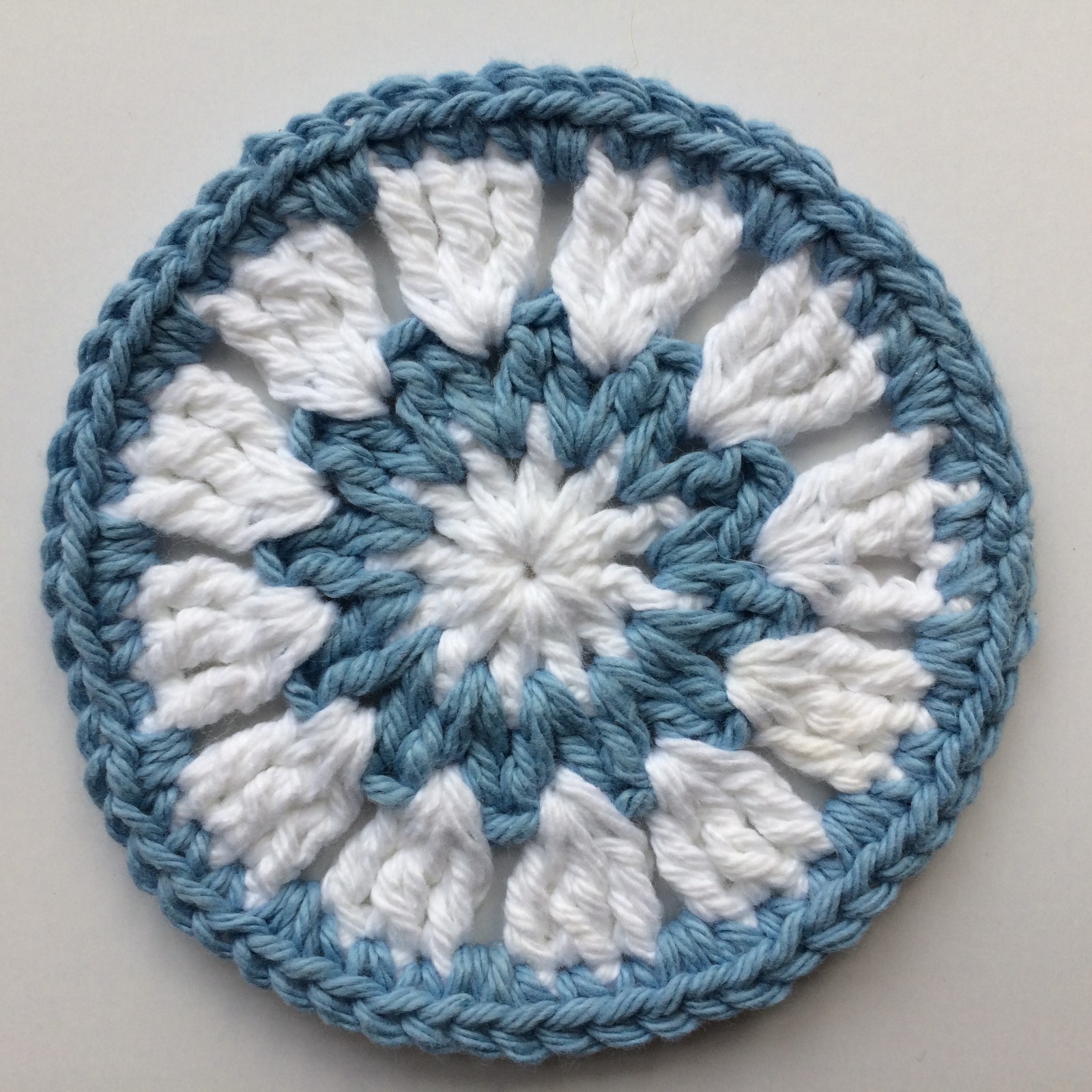 Handmade Crochet Round Mandala Coasters - Set of 4 - Blue/White - 100% Cotton