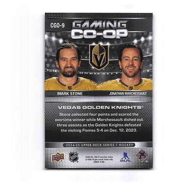 2024 Upper Deck Series 1 #CGO-9 Stone/Marchessault Gaming CO-OP