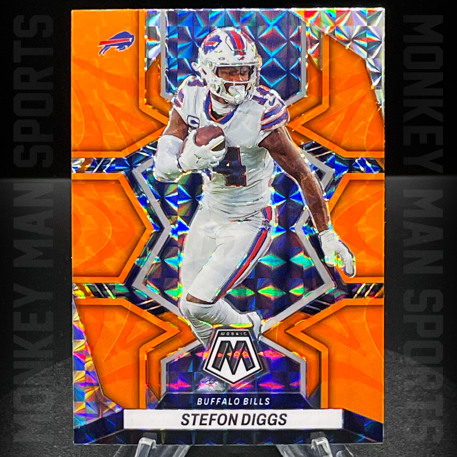 2022 Mosaic - Stefon Diggs - #21 ORANGE FLUORESCENT MOSAIC PRIZM BILLS