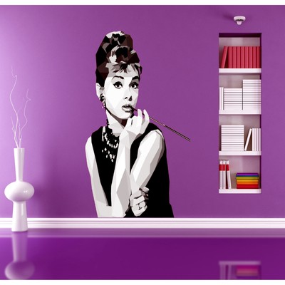Audrey Hepburn Polygonal Wall decal, Fashion Polygon Modern
