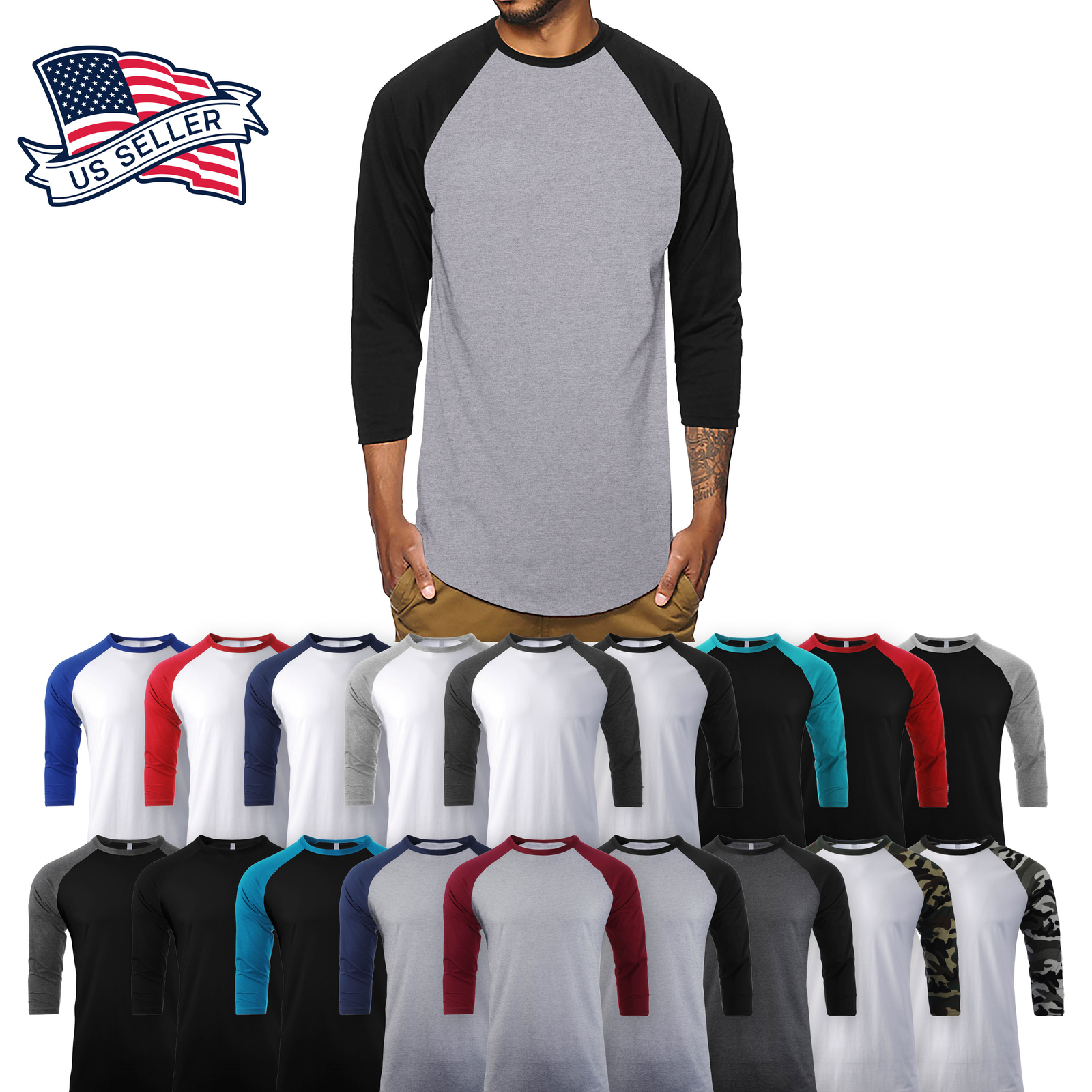 【XLARGE】BASEBALL RAGLAN CREW スウェット Mens T Shirt Baseball 3/4 Sleeve Crew Neck Sports Outdoor