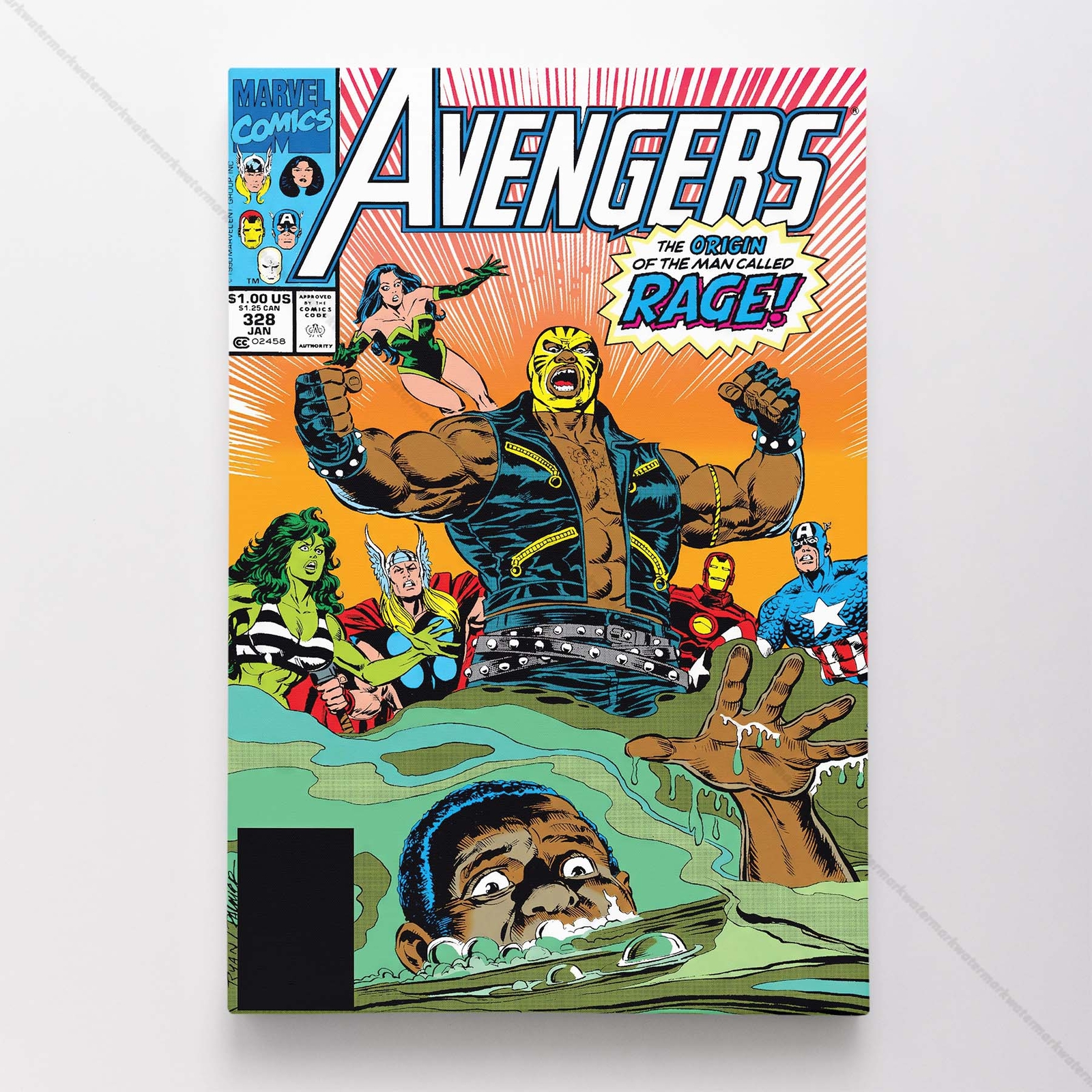 Avengers #328 Poster Canvas Mightiest Heroes Marvel Comic Book Art Print