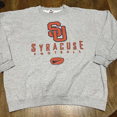 Vintage Nike Syracuse University Football Crewneck Sweatshirt Gray Orange Large