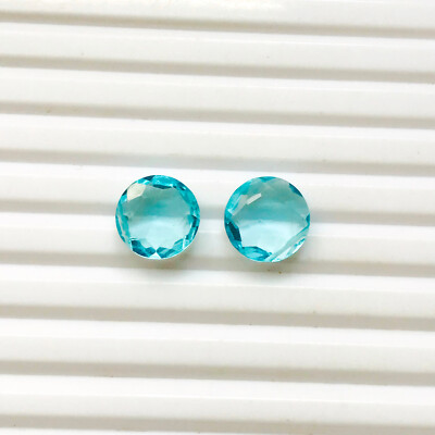 5x12x12mm Blue Topaz Hydro Quartz Gems - Round Shape Gemstone - 2 Pcs