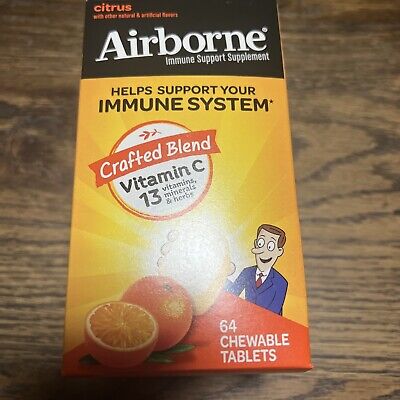 Airborne Vitamin C 1000mg - Citrus Chewable Tablets 64 ct 8/24