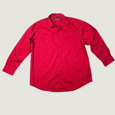 John Ashford Men's Regular Fit Button Down Shirt Size L Red Long Sleeve D64