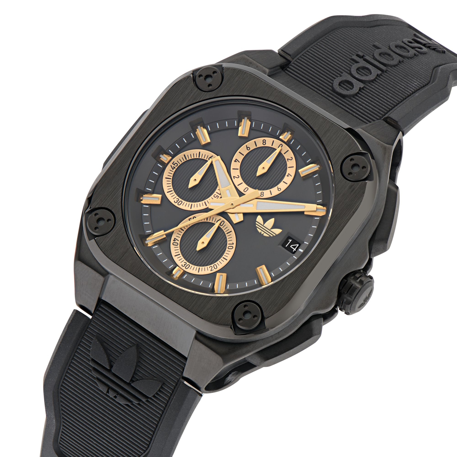 Pre-owned Adidas Originals Adidas Unisex Chrono Watch City Tech Three Silicone Black Aofh24020