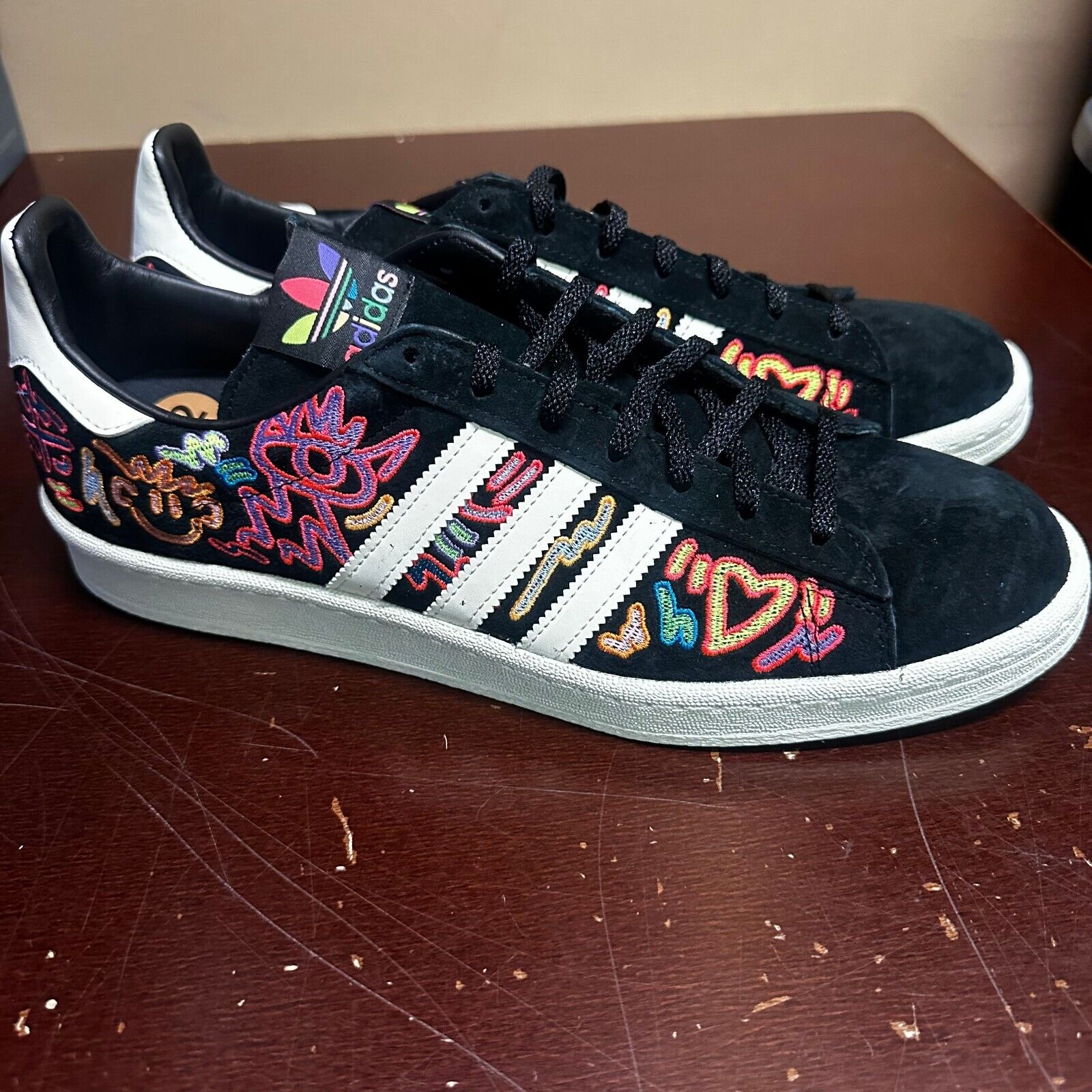 Adidas Mens Black Originals Campus 80s Pride GX6390 Sneaker Shoes Size US 12 Adidas Mens Black Originals Campus 80s Pride GX6390 Sneaker Shoes Size US 12