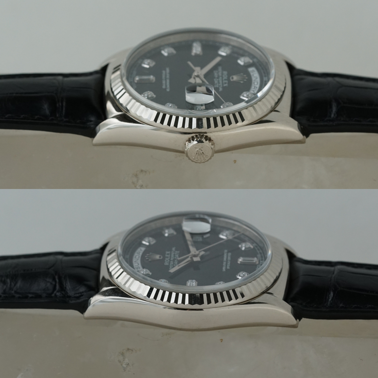 Rolex Day Date 118139 Factory Black Diamond Dial 36mm 18k White