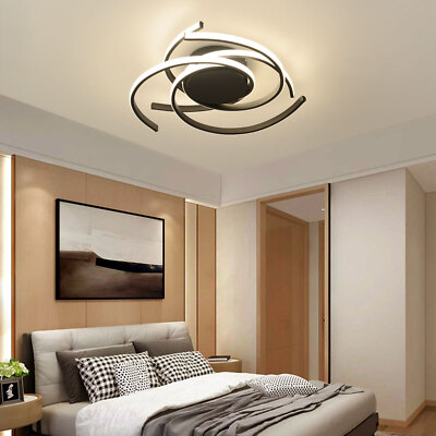 Modern Ceiling Light Flush Mount Dimmable LED Chandelier Lamp Fixture+Remote