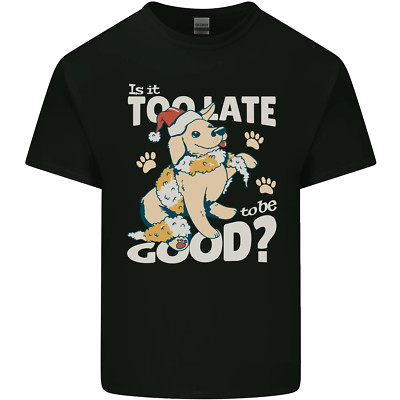 T-Shirt En Coton Pour Homme Funny Christmas Dog Too Late To Be Good
