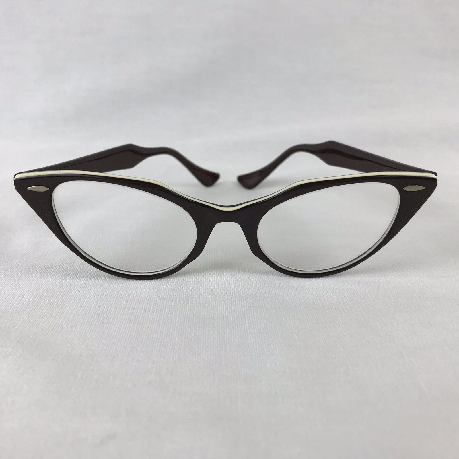Vintage Bausch Lomb Eyeglasses Cats Eye Rims 15.5 Brown 50’s Catseye