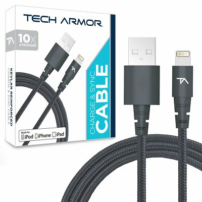 Tech Armor for Apple MFi Certified Lightning to USB Sync Cable - Space Grey 6 FT