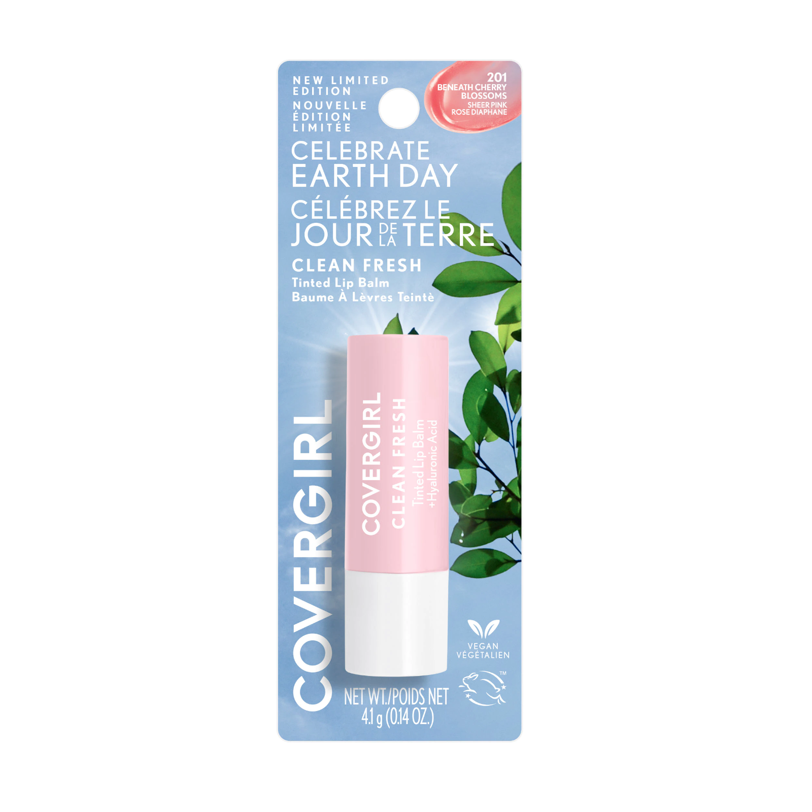 Covergirl, Earth Day, Clean Fresh Tinted, Lip Balm, 201 Cherry Blossoms