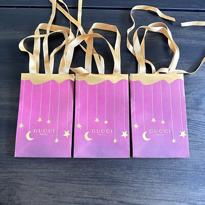 3 x Gucci Authentic Small Gift Paper Shopping Bag in Red L 6.75 W 4.5 D 2.25''