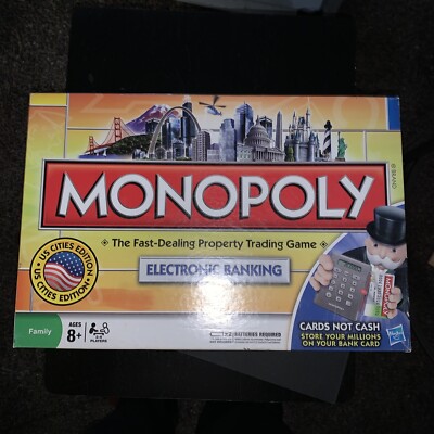  Monopoly Electronic Banking US Cities Edition Board Game 100% Complete 2009