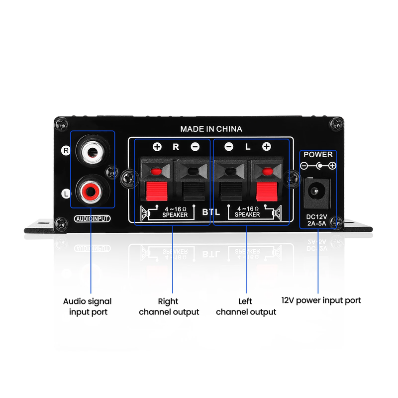 AK270 Mini Audio 2-Channel Stereo Power Amplifier Portable Sound Amplifier AUX I
